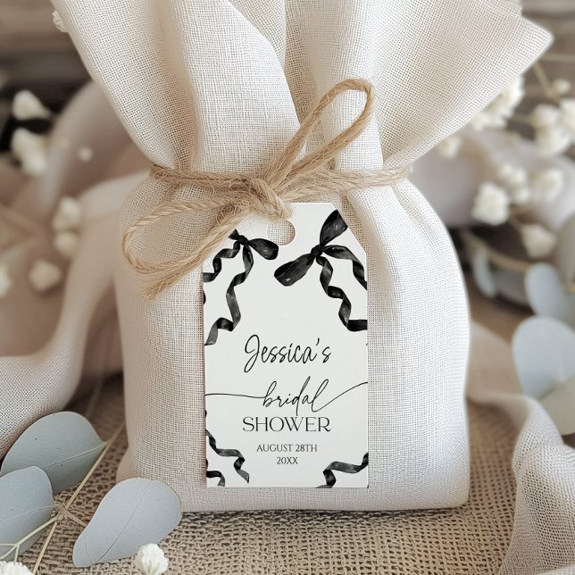 Étiquettes-cadeau Baby Shower Mariage Ruban Noir  (Créateur téléchargé)