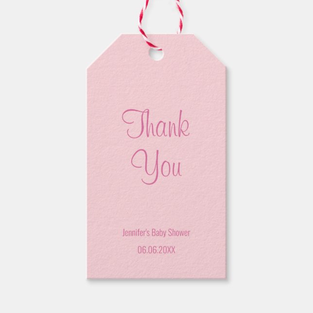 Étiquettes-cadeau Baby shower Merci chic rose simple (Devant)