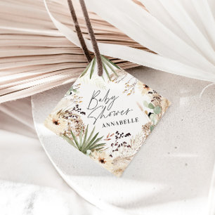 Étiquettes Cadeau Baby shower merci moderne pampas herbe feuillage