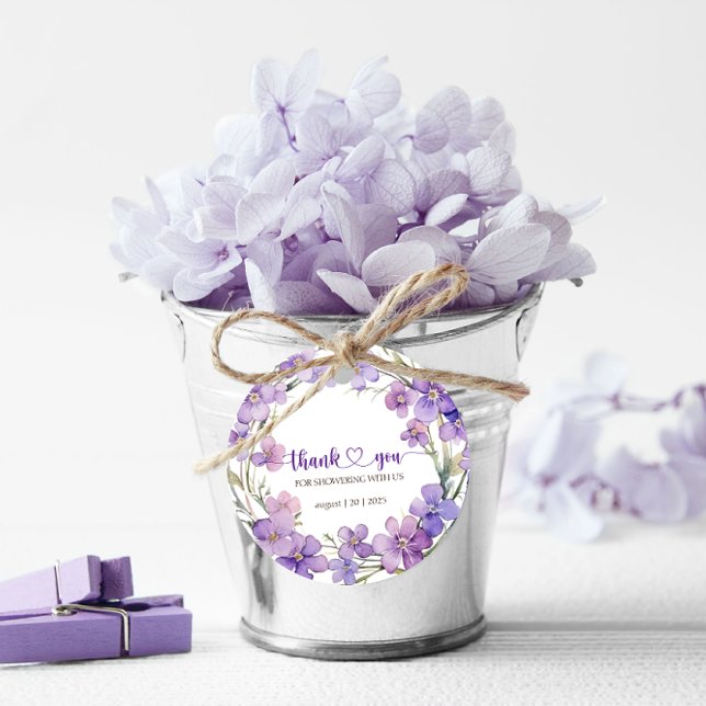 Étiquettes Cadeau Baby shower Merci violet délicat au printemps (Spring Delicate Violet Baby Shower Thank You Favor Tags)