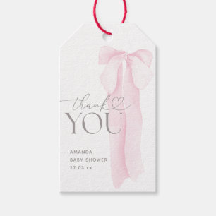 Étiquettes-cadeau Baby shower minimaliste de fille de la corne rose