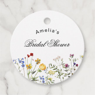 Étiquettes Cadeau Baby Shower Minimaliste de Fleurs Sauvages pour un