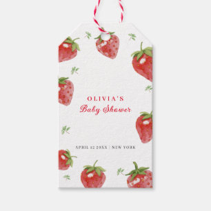 Étiquettes-cadeau Baby shower minimaliste Fraise douce Fille