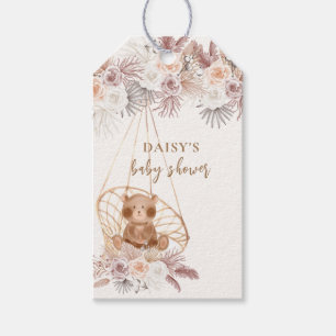 Étiquettes-cadeau Baby shower moderne Boho Teddy Bear Pampas