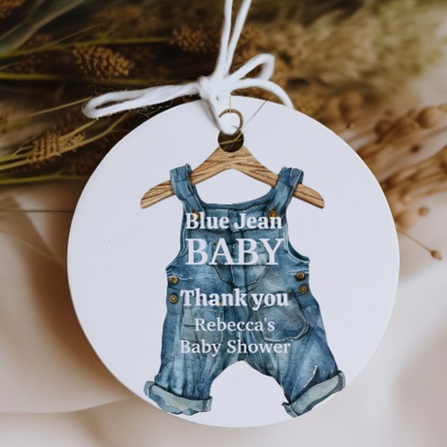 Étiquettes Cadeau Baby shower moderne Denim Blue Jean Baby Boy (Créateur téléchargé)