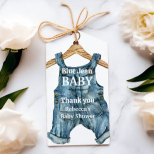 Étiquettes-cadeau Baby shower moderne Denim Blue Jean Baby Boy