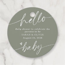 Baby-Shower Moderne Élégant Écriture Vert Sauge