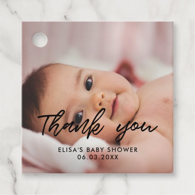 Étiquettes Cadeau Baby shower moderne merci (Devant)