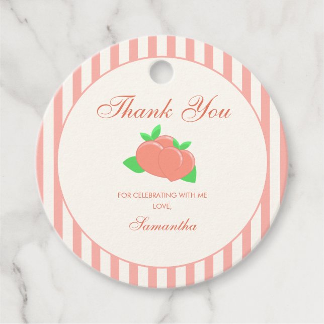 Étiquettes Cadeau Baby shower moderne Sweet Little Peach (Devant)