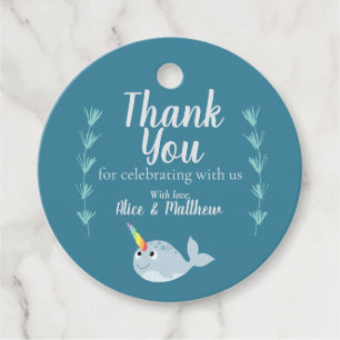 Étiquettes Cadeau Baby shower Narwhal Neutre Pour Les Sexes