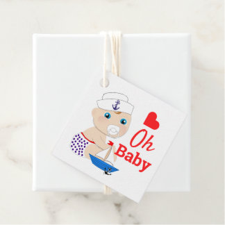 Étiquettes Cadeau Baby shower Nautique Garçons mignon marin Bleu