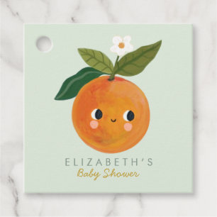 Étiquettes Cadeau Baby shower orange de Little Cutie