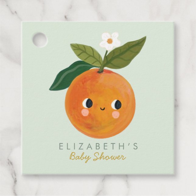 Étiquettes Cadeau Baby shower orange de Little Cutie (Devant)