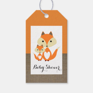 Étiquettes-cadeau Baby shower Orange Fox Burlap