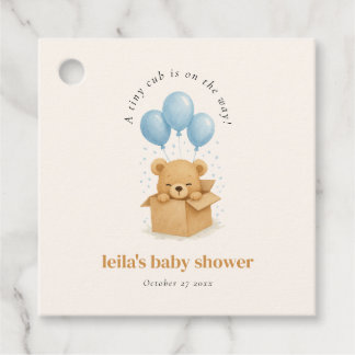 Étiquettes Cadeau Baby shower Ours Bleu Aquarelle Cute