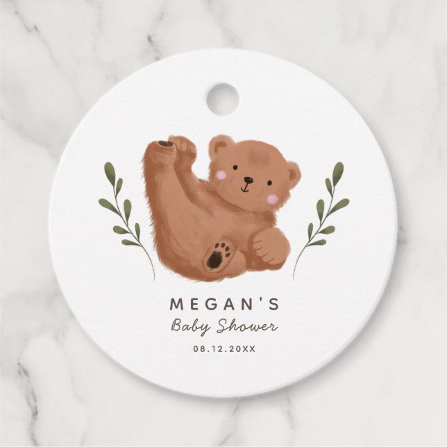 Étiquettes Cadeau Baby shower Ours Brown (Devant)