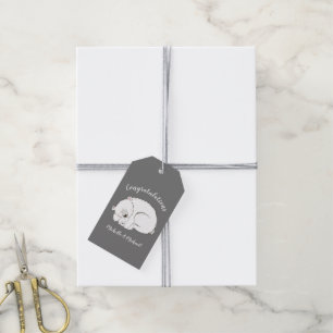 Étiquettes-cadeau Baby shower Ours polaire Hiver gris Sexe Neutre