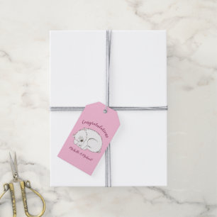Étiquettes-cadeau Baby Shower Ours Polaire Rose Fille
