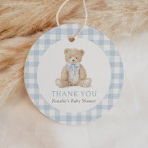Baby-shower Ourson Bleu Vichy