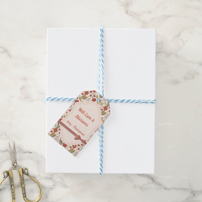 Étiquettes-cadeau Baby shower | Papillons et fleurs poétiques Floral (Avec de laficelle)