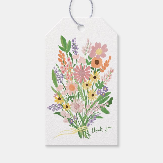 Étiquettes-cadeau Baby shower personnalisé peint à la main fleur sau (Devant)