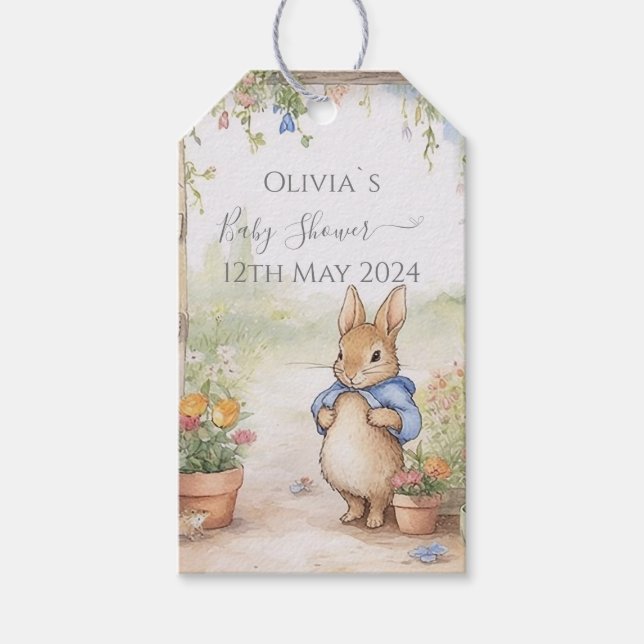 Étiquettes-cadeau Baby shower Peter Rabbit (Devant)