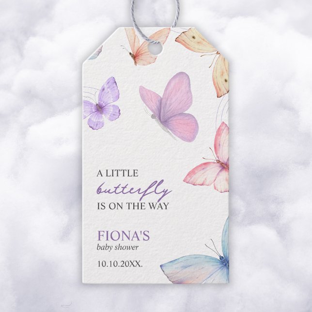 Étiquettes-cadeau Baby shower Petite Fille Papillon Cute (A LITTLE BUTTERFLY IS ON THE WAY BABY SHOWER GIFT TAG)