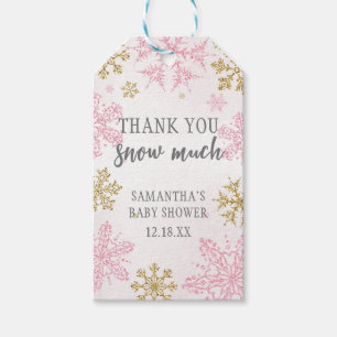Étiquettes-cadeau Baby shower Pink Gold Snowflakes Favoriser les éti