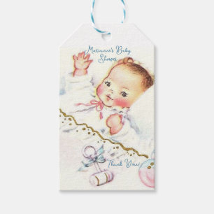 Étiquettes-cadeau Baby shower pour bébé fille pastel vintage