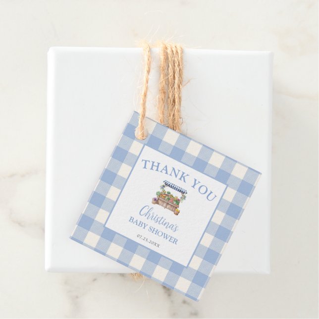 Étiquettes Cadeau Baby shower pour garçons cultivé localement (En situation)