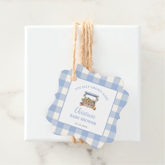 Étiquettes Cadeau Baby shower pour garçons cultivé localement (En situation)