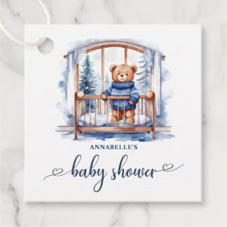 Étiquettes Cadeau Baby shower pour garçons d'hiver Teddy Bear