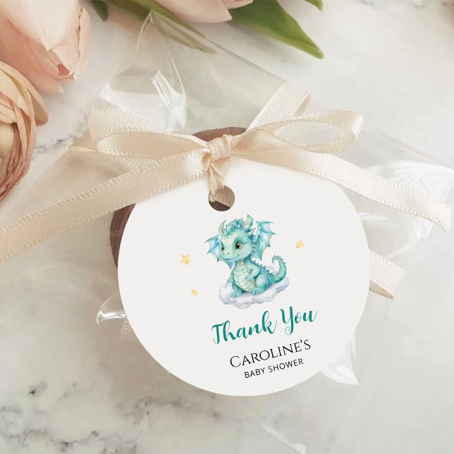 Étiquettes Cadeau Baby-Shower pour un adorable dragon (Créateur téléchargé)
