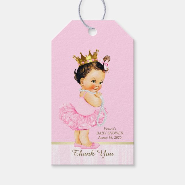 Étiquettes-cadeau Baby shower Princess Ballerina Pink Tutu (Devant)