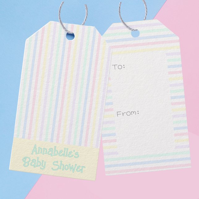 Étiquettes-cadeau Baby shower Rainbow Candy raypes (Front And Back)