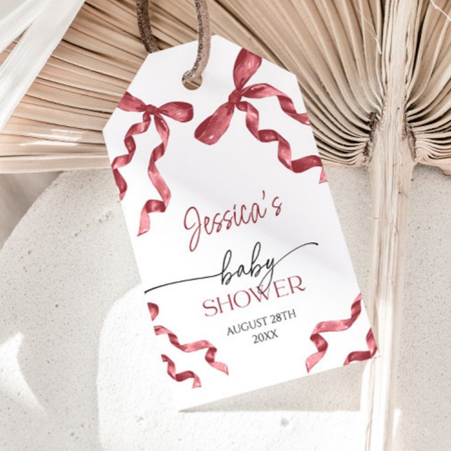 Étiquettes-cadeau Baby shower Red Bow (Créateur téléchargé)