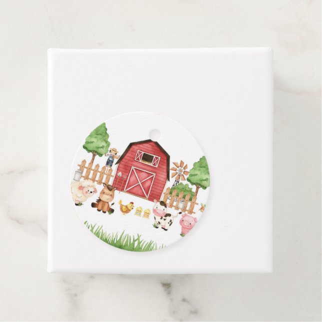 Étiquettes Cadeau Baby shower Red Farm Animaux (En situation)