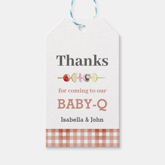 Étiquettes-cadeau Baby Shower Remerciements Rustique Baby-Q (Devant)