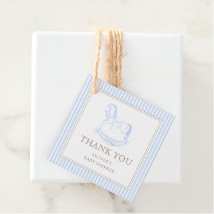 Étiquettes Cadeau Baby shower Rocking Horse Blue Toile De Jouy