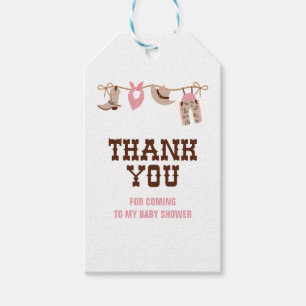 Étiquettes-cadeau Baby Shower Rodeo Cowgirl Occidental