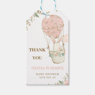 Étiquettes-cadeau Baby shower rose à bulle à air chaud vers le haut 