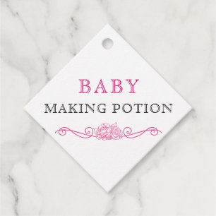 Étiquettes Cadeau Baby shower Rose Black Baby Fabriquant Potion