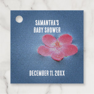 Étiquettes Cadeau Baby shower Rose Fleur Bleu Eau Florale