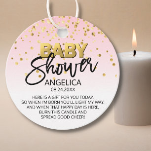 Étiquettes Cadeau Baby shower rose or bougie Votive Favoriser