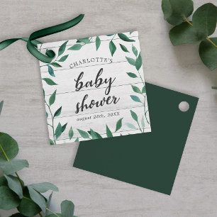 Étiquettes Cadeau Baby Shower Rustique et Verdure