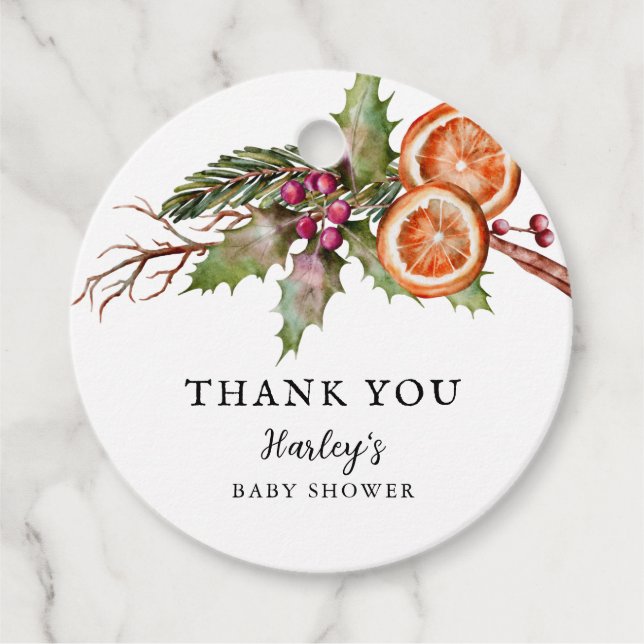 Étiquettes Cadeau Baby shower rustique hiver genre neutre (Devant)