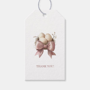 Étiquettes-cadeau Baby shower Rustique rose d'aquarelle nid Merci