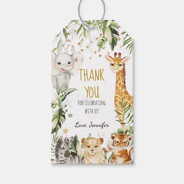 Étiquettes-cadeau Baby shower Safari Baby Animals (Devant)
