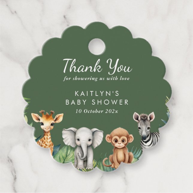Étiquettes Cadeau Baby shower Safari Wild One Jungle (Devant)