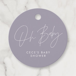 Étiquettes Cadeau Baby shower script moderne girly lilas violet chic